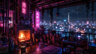Tokyo Rain Ambience 🌧️ Midnight Skyline View & Chill Lofi for Deep Focus & Sleep