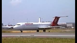 BAC 111-501EX European Aircharter G-AWYV departure , Ostend Airport 1998