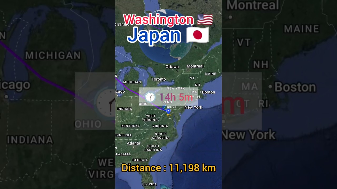 Washington to Tokyo flight Route ✈️ || United States 🇺🇲 to Japan 🇯🇵 ||