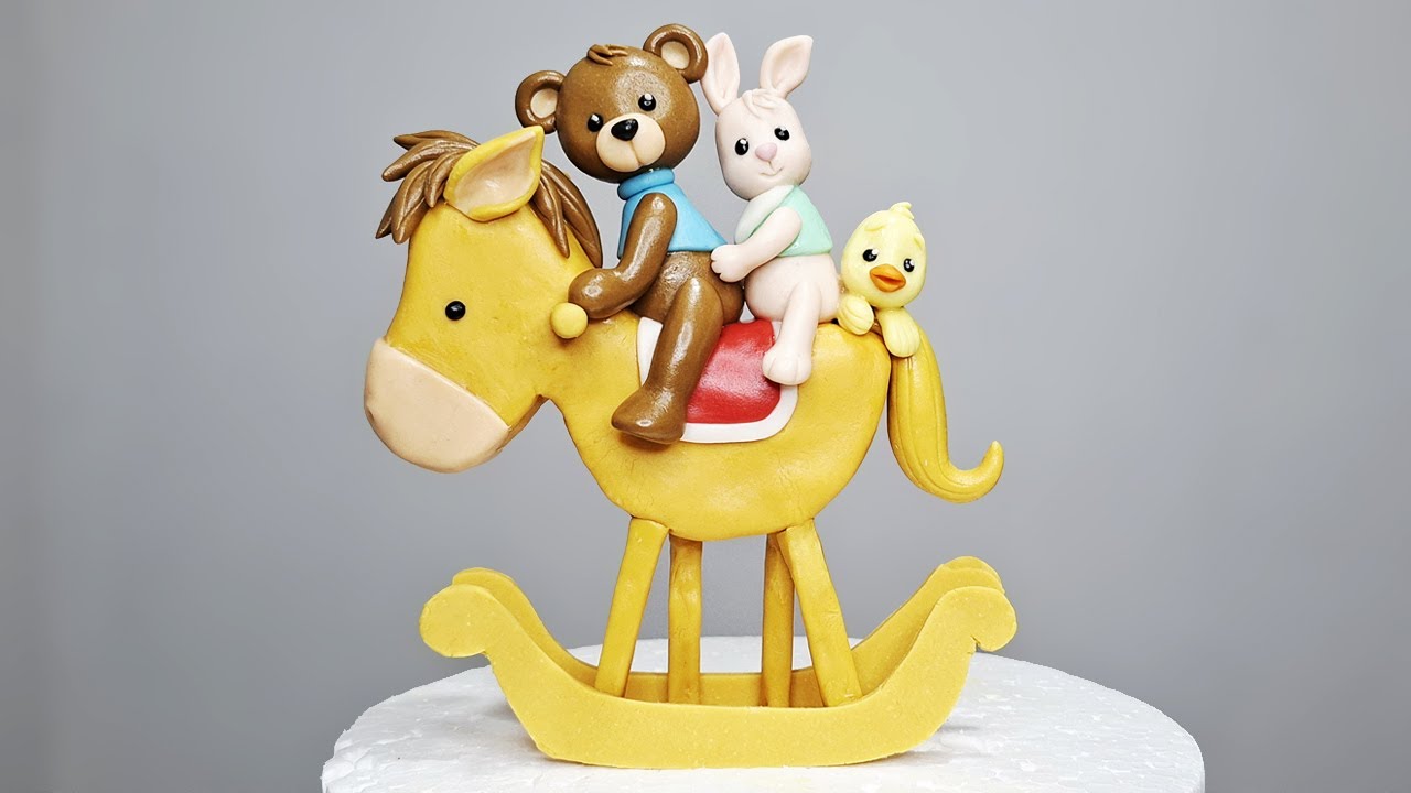 Making a Baby Rocking Horse and Baby Toy Cake Topper ( Bear, Bunny & Chick )