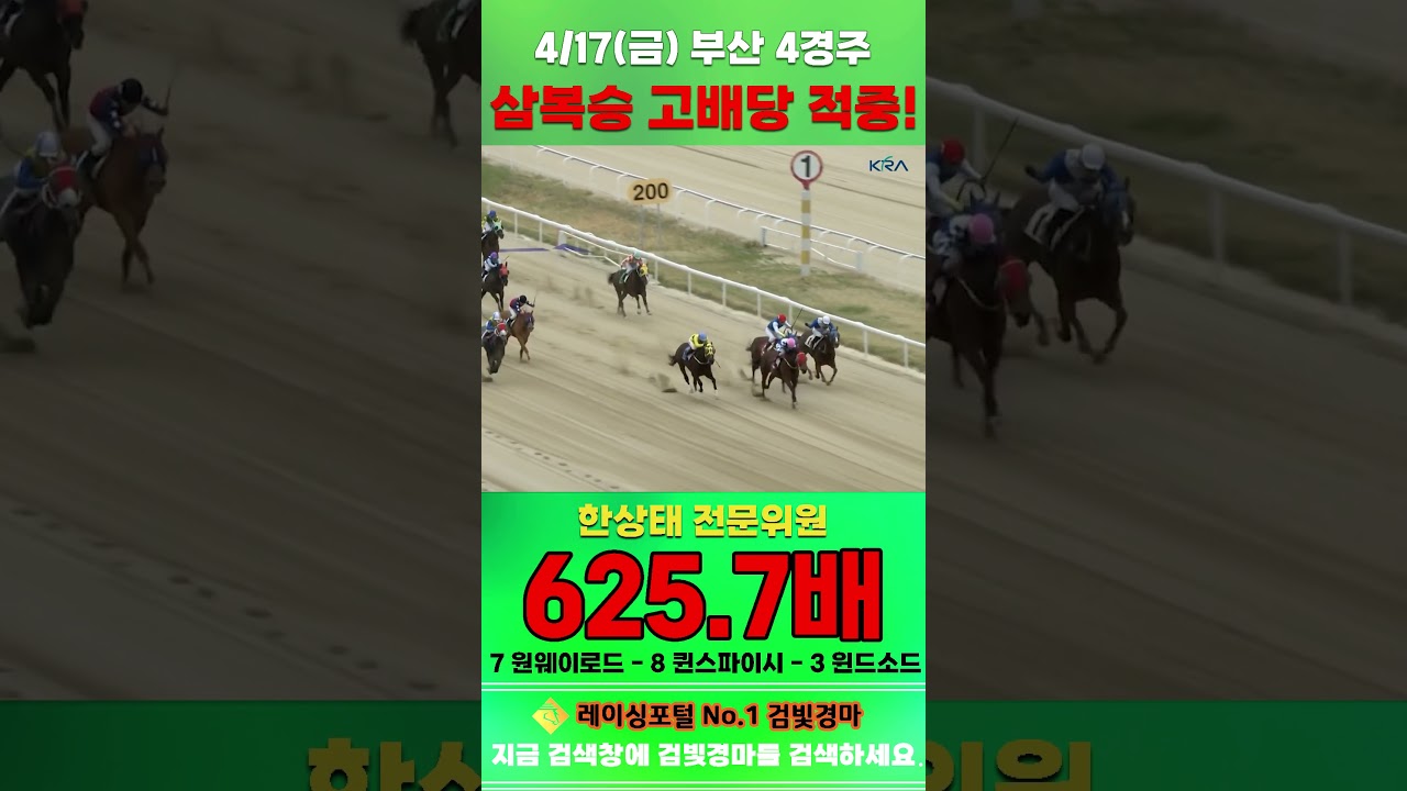 [부산 경마] 4월 17일 금요 4경주 한상태 전문위원 삼복승 고배당 적중 #경마 #automobile #하이라이트 #horse #한국마사회 #비트코인 #뉴스 #korean #게임
