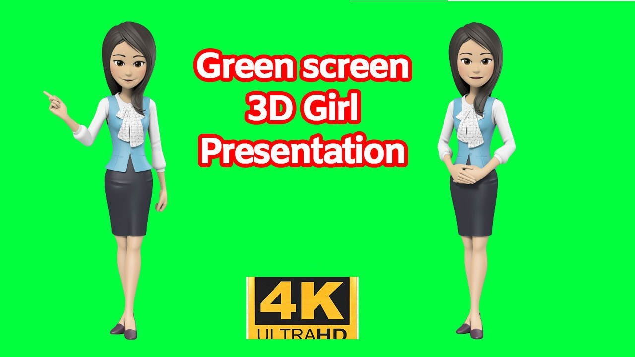 green screen 3D girl presentation