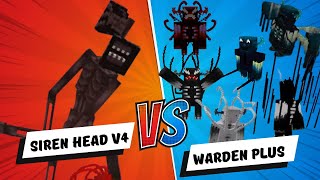 Siren Head V.4 Vs Warden Family | minecraft addon @TentenCubify-10224