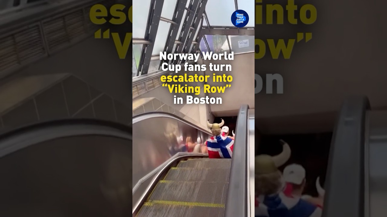 Norway World Cup fans turn elevator into "Viking Row" in Boston