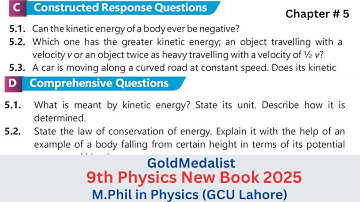 Chapter 5 Constructed Response And Comprehensive Questions | Class 9th Physics New Book 2025 | PCTB
