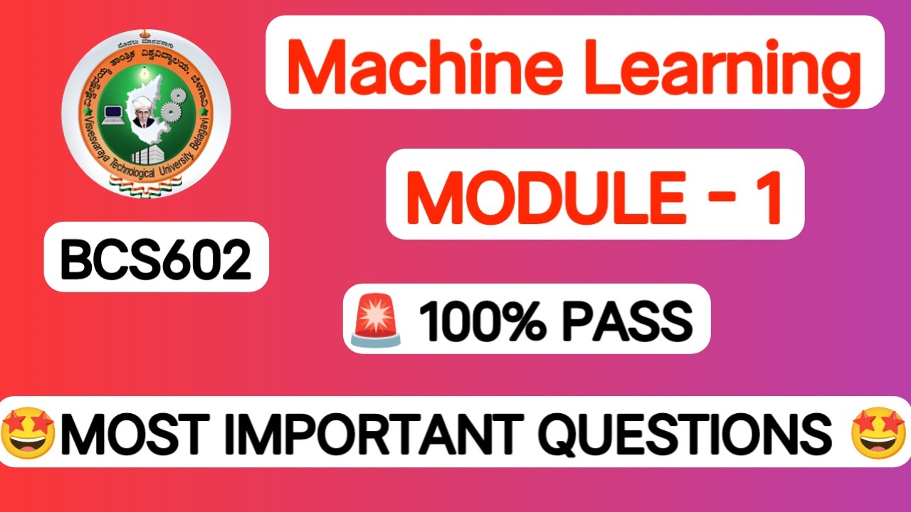 Machine Learning (BCS602) Module 1 Important Questions | VTU Exam ...