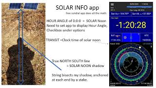 Using a sundial app as a solar compass to align solar panels to a True North-South Line. screenshot 5