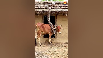 😱🏡 Terrifying Moment: Python Wraps Around Cow! #shortsfeed  #usaanimals