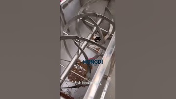 Double ribbon mixer for fish feed particles and nutrient powder