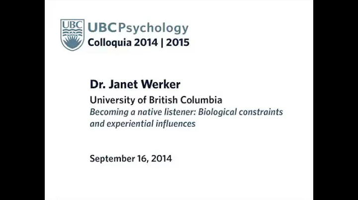 Audio Only - September 16, 2014 | Janet Werker, UBC