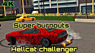 Super Burnouts 🔥 with HELLCAT CHALLENGER | Crazy spin (3d audio)(ASMR) #gameplay #cj’sgaming24kt
