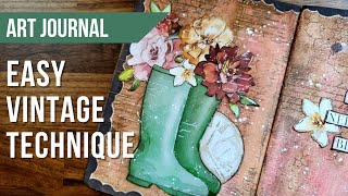 art journal - easy vintage technique !