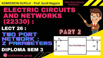 Electric Circuits & Networks (22330): Lect 26: Part 2: Two Port Network: Z Parameters: Diploma Sem 3