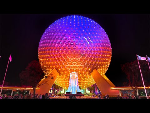 Evening at EPCOT - Sunset and Nighttime Walkthrough &amp; Rides at Walt Disney World