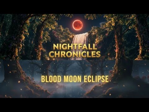 Blood Moon Eclipse 🌕 Nightfall Waterfall Sounds for Deep Sleep | Sturgeon Moon 2026