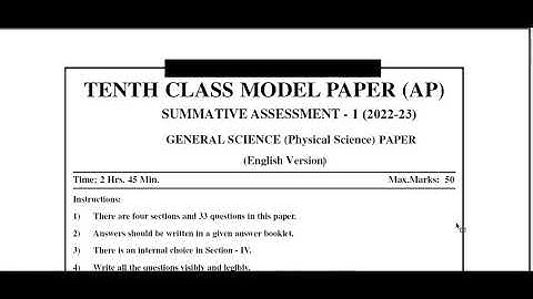 Ap 10th Class (SA-1) P.S & N.S Question Paper(2022-23) |AP 10th class Science SA-1 guess papers 2023