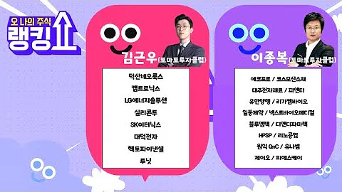 #덕산네오룩스#켐트로닉스#LG에너지솔루션#SK이터닉스#헥토파이낸셜#실리콘투#에코프로#코스모신소재#대주전자재료#유한양행#리가켐바이오#HPSP#리노공업 [랭킹쇼, 오 나의 주식]