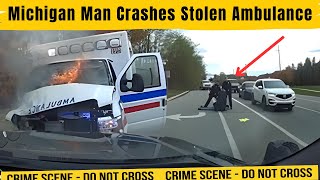 Ambulance Stolen! Shocking Crash and Fight With Police Caught on Camera!