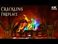 Crackling Halloween Fireplace Ambience ~ Rainbow Flames &amp; Gargoyle Andirons (No Music)