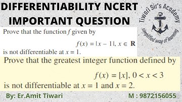 DIFFERENTIABILITY OF MODULUS FUNCTION | DIFFERENTIABILITY OF GREATEST INTEGER FUNCTION | CLASS 12