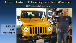 How to Install LED Headlights on Jeep Wrangler JK #jeep #ledheadlights #diyprojectsbyDave