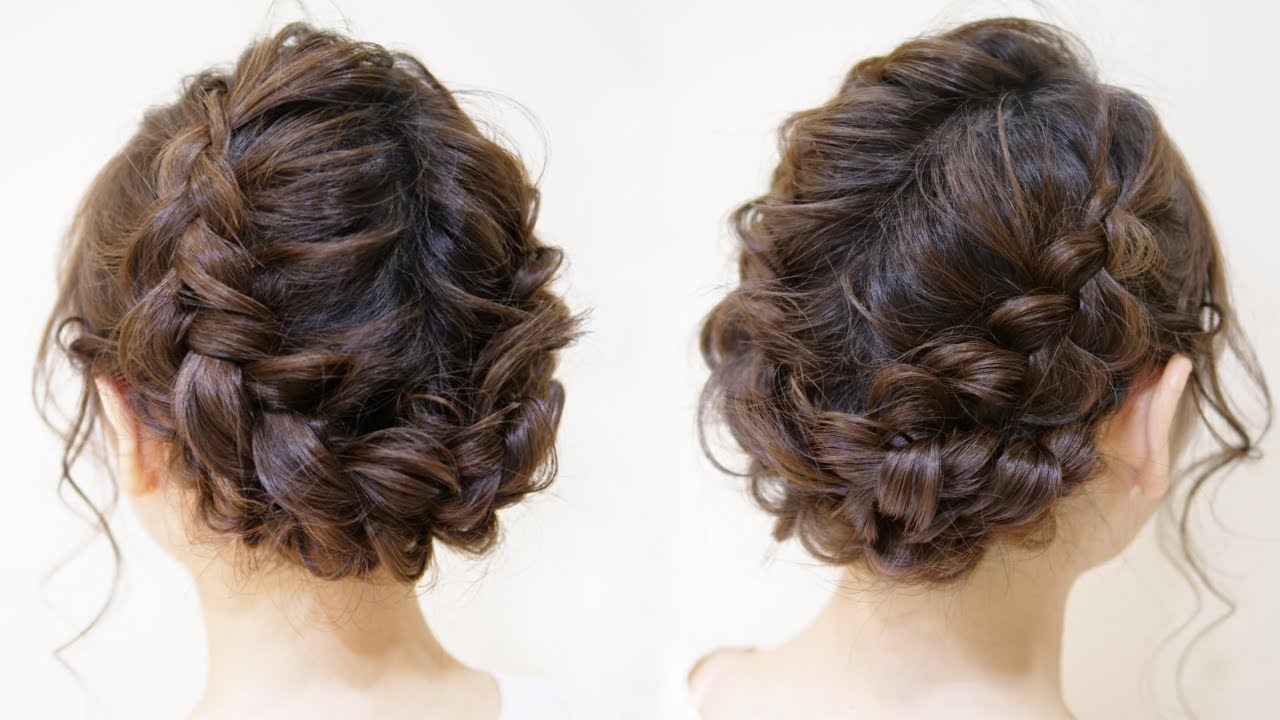 かわいい編み込みのまとめ髪ベース巻きなし浴衣に似合いますhair Styling Hair Arrangement 头发 헤어easy Updo Hairstyle ผม