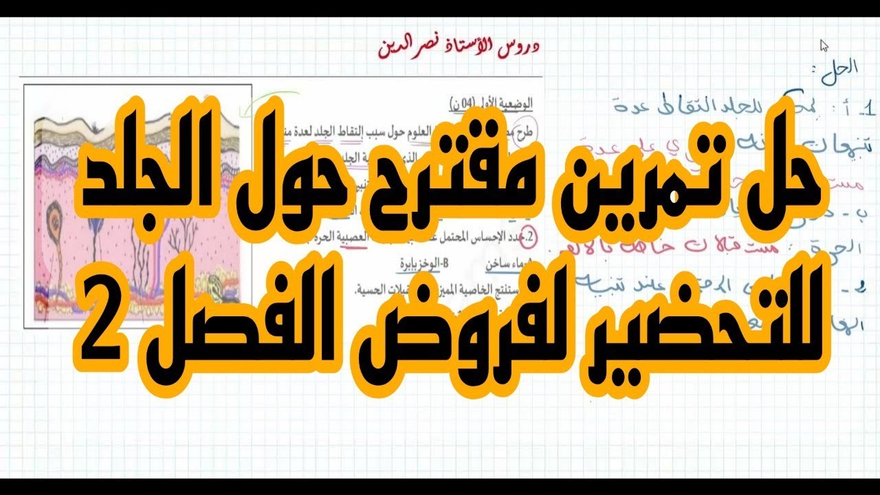 حل تمرين مقترح حول الجلد  تحضيرا لفرض الفصل 2 للسنة 4 متوسط
