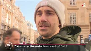 France 2 TV :Paris: bientôt plus de trottinettes électriques en libre service dans la ville 15/1/23