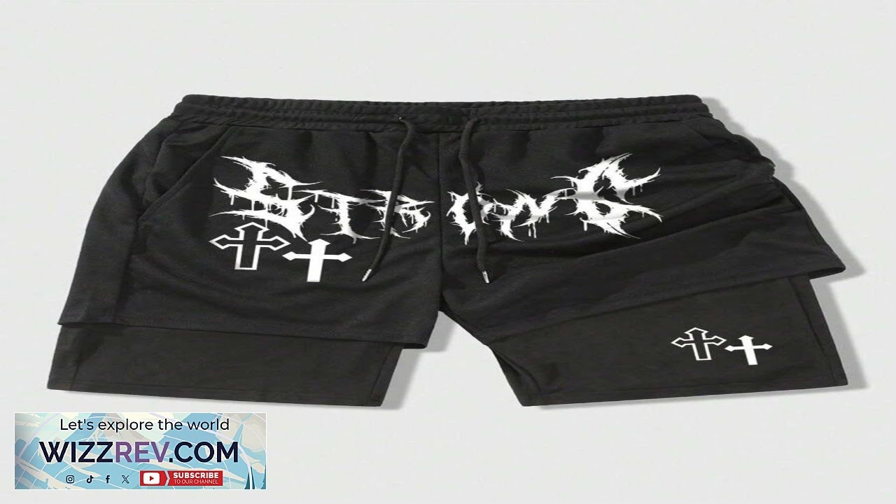 ROMWE MEN Goth Men's Gothic Style Print 2 In 1 Shorts Suitable Review