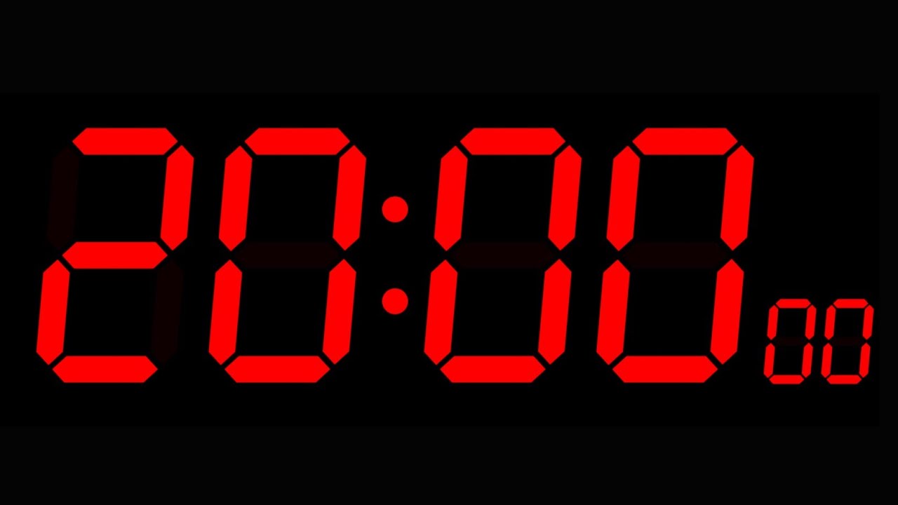 20-Minute Countdown Timer ( Big Digit Red Color, Black Background ...