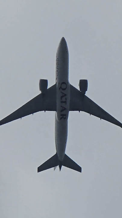 QATAR CARGO BOEING 777F FREIGHTER FLYING CLOSELY OVER PERAMBUR