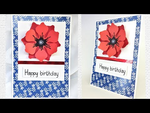 Birthday greeting handmade card making ideas with paper flowers. AlenaAn Craft