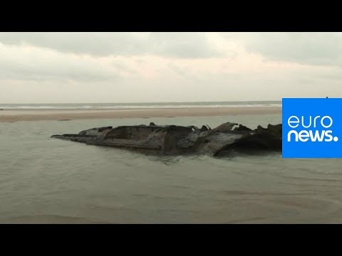 WW1-era German submarine emerges from French beach