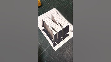 Huruf "M" 3D #tricks #art #shorts #3d #reels #howtodraw #tutorial #drawing #opticalillussion