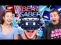 People Compete In A Beat Saber Challenge (VR180)