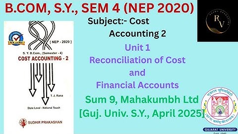 Gujarat University Bcom SY Sem 4 (NEP 2020) Cost Accounting 2 Paper Solutions 2025