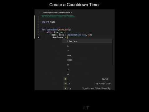 Create a Countdown Timer in Python | Python Examples | Python Coding ...