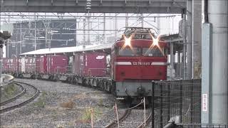 JR貨物　ED76 1020形　機関車が牽引する。　撮影日2023 3 20   鹿児島駅前電停