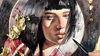How to paint a watercolor PORTRAIT with dramatic light