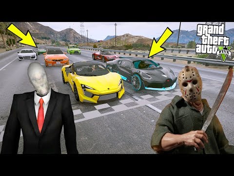 SLENDERMAN VE 13 CUMA JASON PAHALI SÜPER ARABALARLA YARIŞIYOR!(KAVGA ETTİLER) - GTA 5