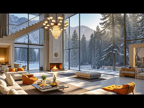 Cozy Jazz In A Luxurious Winter Forest Apartment Mellow Jazz And A Warm Fireplace On A Snowy Day 