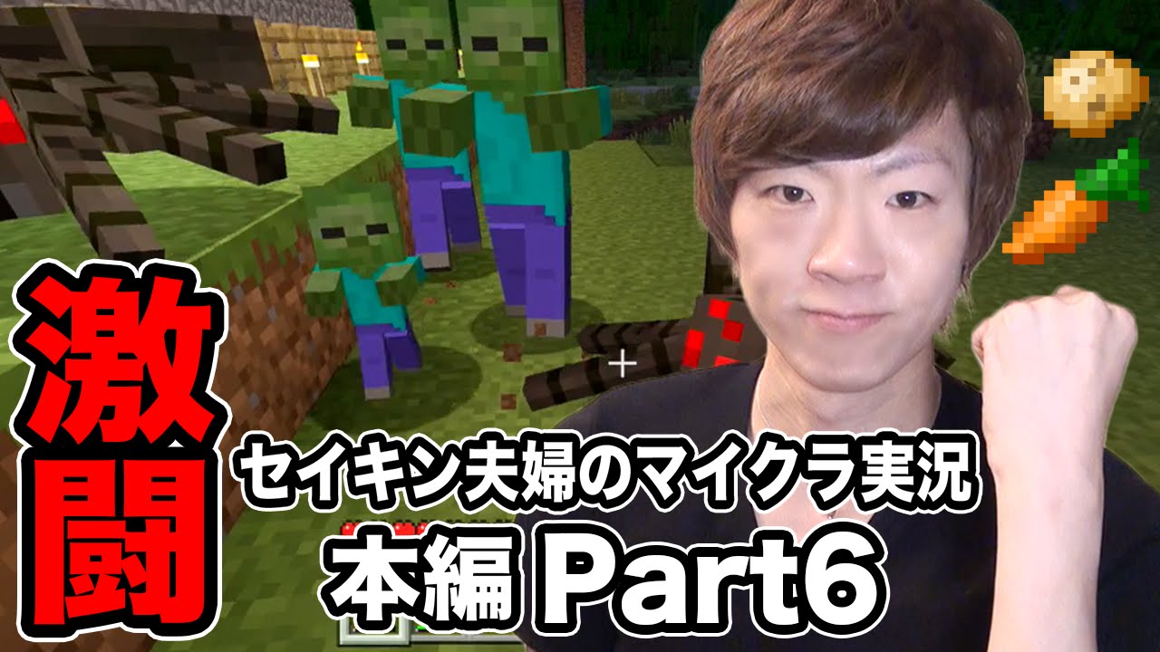 マインクラフト 本編part6 ゾンビからニンジンとジャガイモを手に入れろ セイキン夫婦のマイクラ実況 Youtube