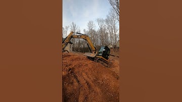 Excavator Climbing 50+ degree slope Watch to end to see slope angle #shorts please subscribe and 👍👍