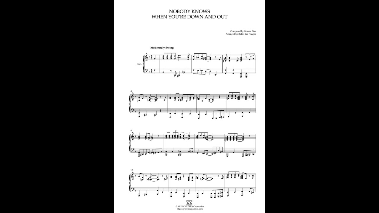 [MUSICALIBRA] Nobody Knows When You're Down and Out - Piano Solo