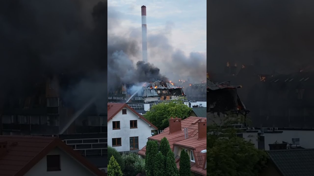 Pożar bloku (II)  w Ząbkach ul. Powstańców