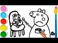 Simple & Beautiful 🐷🍼♥️Peppa pig Family feeding 🍼baby 🐷♥️ Drawing, Painting & Colouring for Kids #83