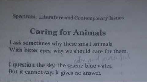 SPECTRUM: "Caring for Animals" a poem by Jon Silkin.