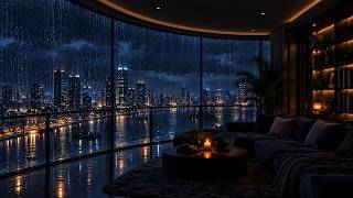 (No Ads) ⛈️ Rainy Night in a Luxury Miami Penthouse | Window Rain & Deep Sleep Ambience