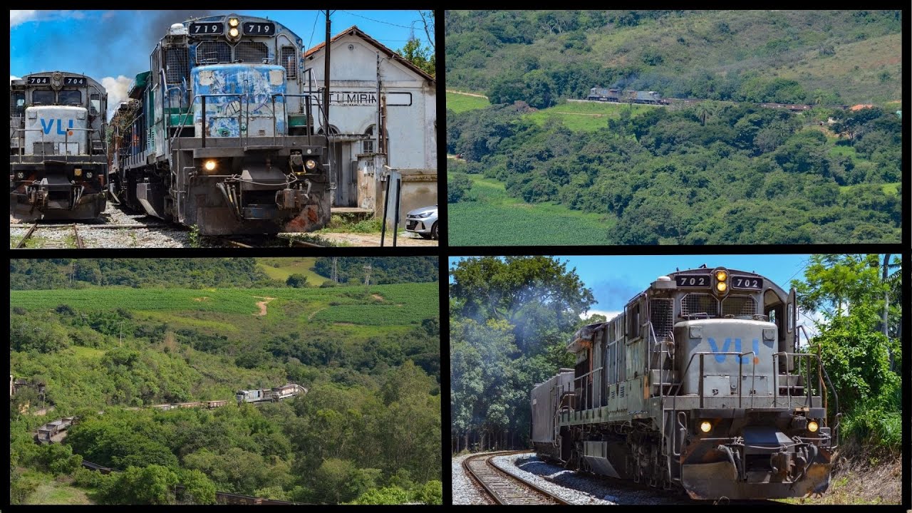 🚆🌳 Galho preso na cabine da locomotiva e muito movimento ferroviário em Itumirim na Rota do Calcário