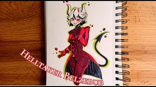 Sketchbook drawing Helltaker Beelzebub.